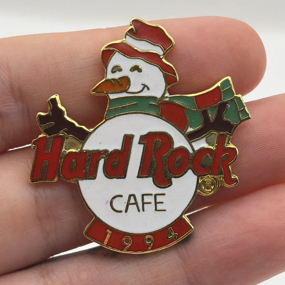 Vintage 1994‎ Hard Rock Cafe Snowman Winter Snow Holidays Lapel Hat Pin